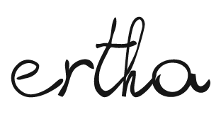 ertha brand logo in black handwritten organic font